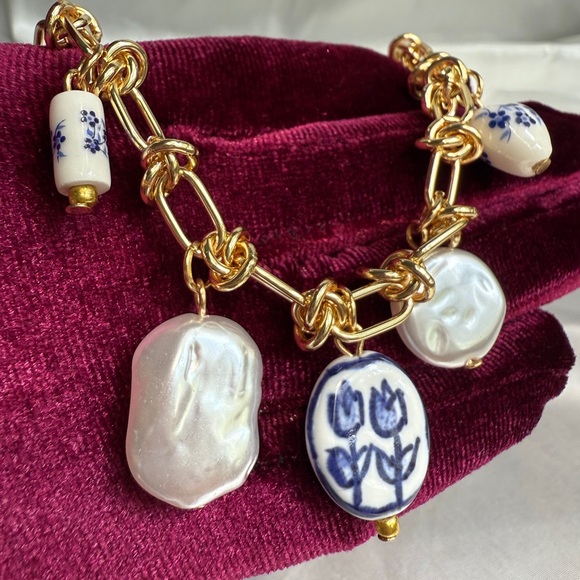 Summertime Gold and Blue Charm Necklace - Picture 15 of 16